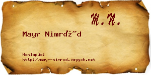 Mayr Nimród névjegykártya